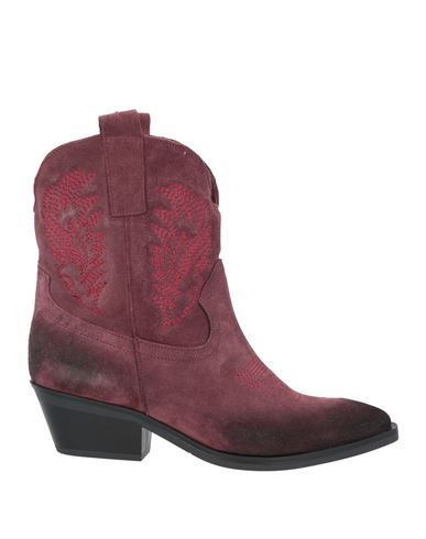 Brawn's Woman Ankle Boots Garnet Size 7 Leather, Textile Fibers In Red