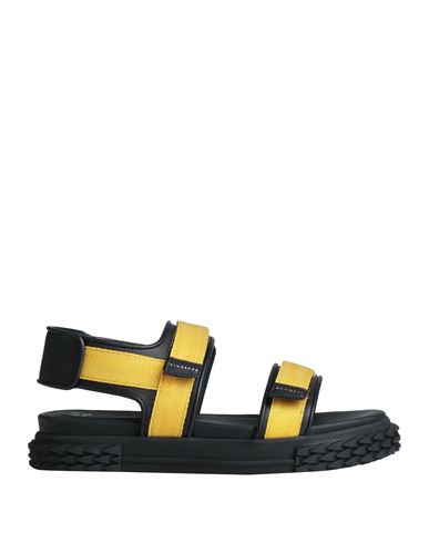 Giuseppe Zanotti Man Sandals Yellow Size 9 Textile Fibers, Soft Leather