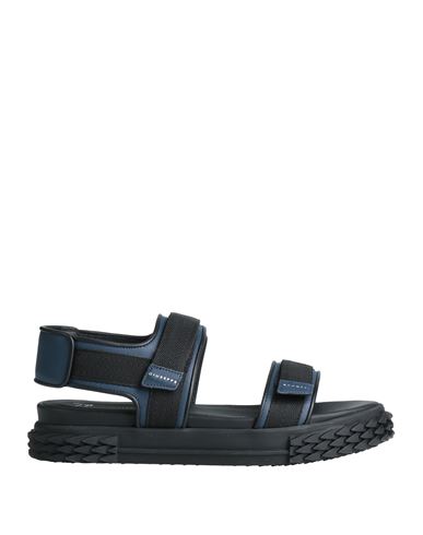 Giuseppe Zanotti Man Sandals Black Size 8 Textile Fibers, Soft Leather