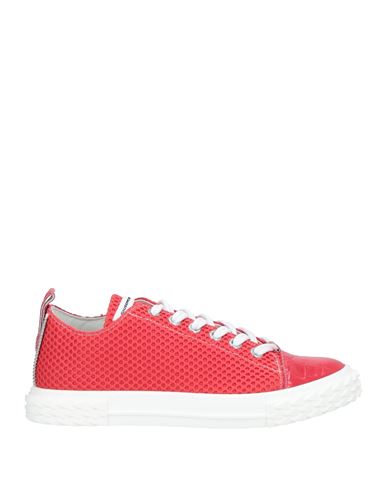 Giuseppe Zanotti Man Sneakers Tomato Red Size 9 Textile Fibers, Soft Leather