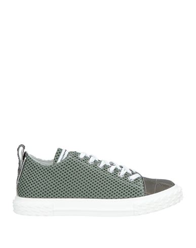 Giuseppe Zanotti Man Sneakers Military Green Size 9 Textile Fibers, Soft Leather