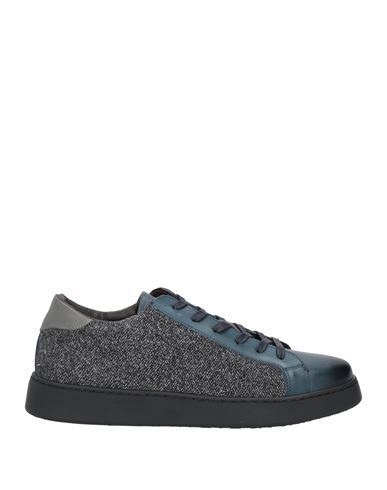 Angelo Pallotta Man Sneakers Slate Blue Size 12 Soft Leather, Textile Fibers