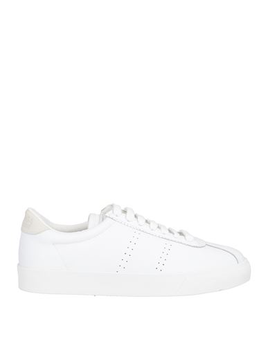 Superga Man Sneakers White Size 9 Soft Leather, Textile Fibers