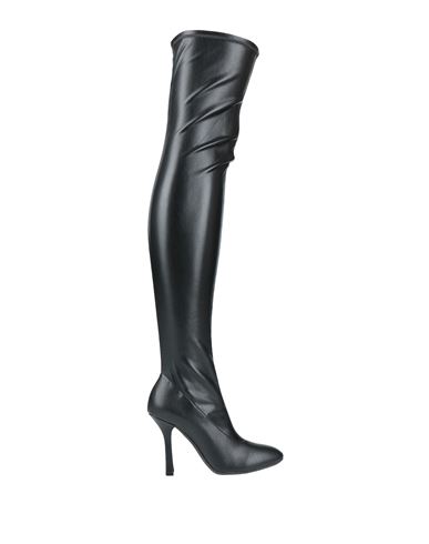 Casadei Woman Boot Black Size 8 Soft Leather, Textile Fibers