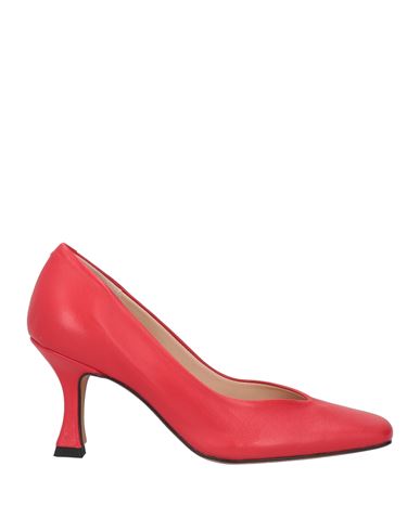 Elena Del Chio Woman Pumps Red Size 5 Soft Leather, Textile Fibers