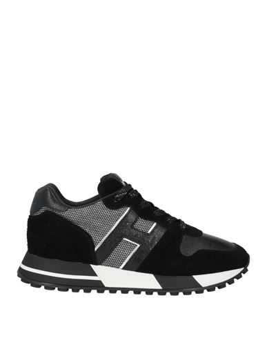 Hogan Woman Sneakers Black Size 6.5 Soft Leather, Textile Fibers