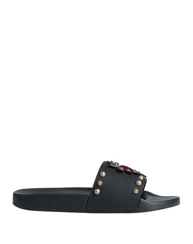 Dolce & Gabbana Man Sandals Black Size 9 Soft Leather, Rubber