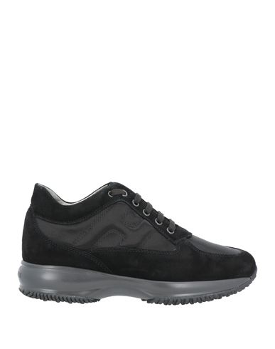 Hogan Woman Sneakers Black Size 8 Soft Leather, Textile Fibers