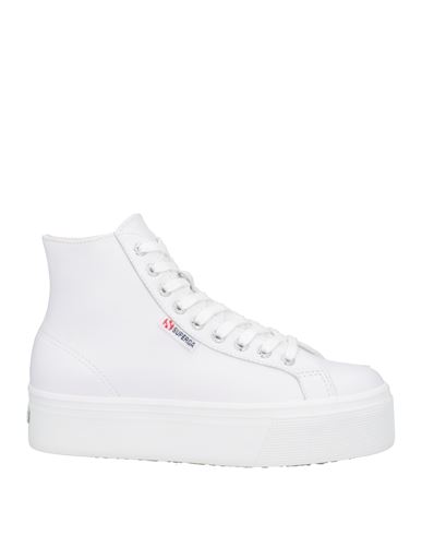Shop Superga Woman Sneakers White Size 7.5 Soft Leather, Textile Fibers