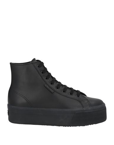 Shop Superga Woman Sneakers Black Size 5 Soft Leather, Textile Fibers