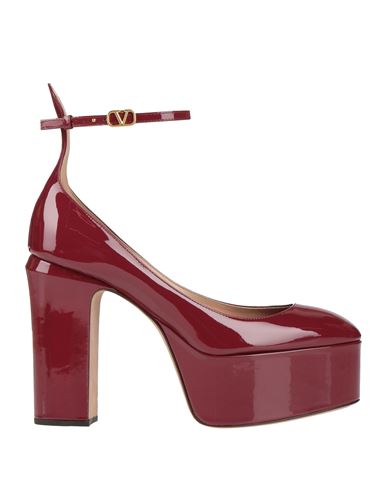 Valentino Garavani Woman Pumps Burgundy Size 8 Soft Leather In Red