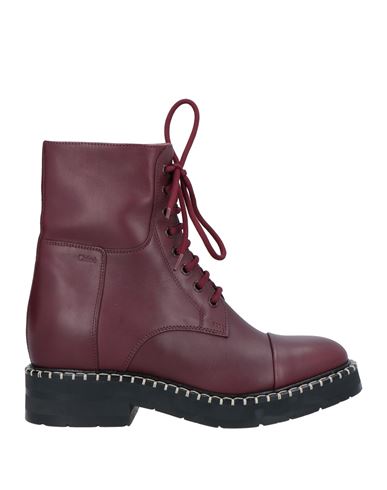 Chloé Woman Ankle Boots Burgundy Size 10 Soft Leather In Red