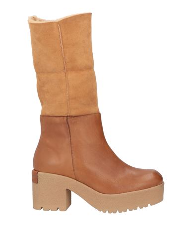 Patrizia Bonfanti Woman Knee Boots Camel Size 11 Soft Leather In Beige
