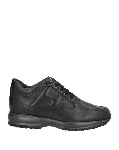 Hogan Man Sneakers Black Size 9 Soft Leather, Textile Fibers