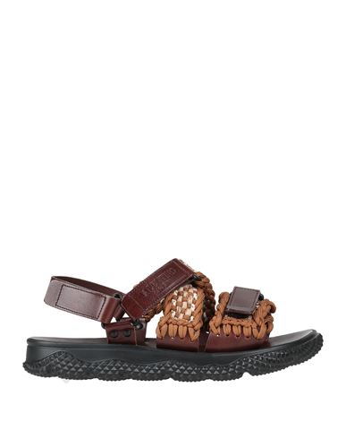Valentino Garavani Man Sandals Camel Size 8 Soft Leather, Textile Fibers In Beige
