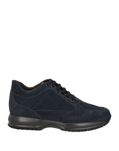 Hogan Man Sneakers Midnight Blue Size 9 Leather, Textile Fibers In Blue