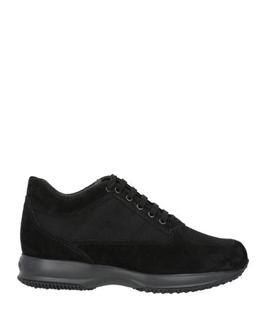 Hogan Man Sneakers Black Size 8.5 Soft Leather, Textile Fibers