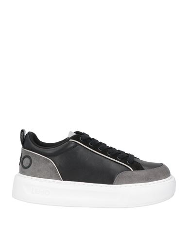 Liu •jo Woman Sneakers Black Size 8 Soft Leather, Textile Fibers In Black