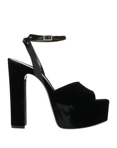 Saint Laurent Woman Sandals Black Size 10 Textile Fibers