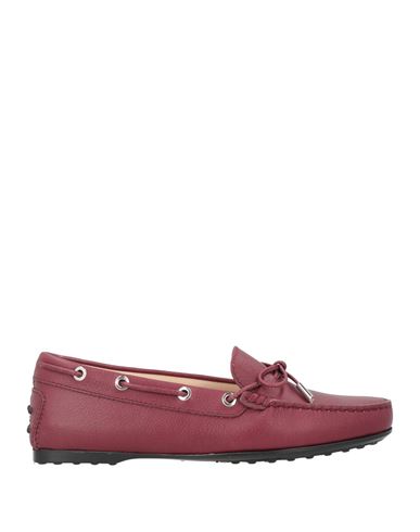 Tod's Woman Loafers Burgundy Size 8 Leather In Red