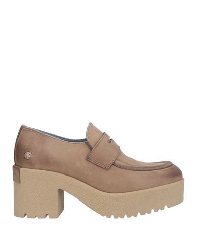 Patrizia Bonfanti Woman Loafers Khaki Size 8 Soft Leather In Beige