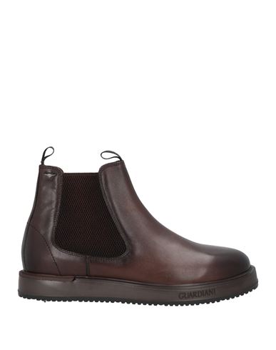 Alberto Guardiani Man Ankle Boots Dark Brown Size 12 Soft Leather In Burgundy