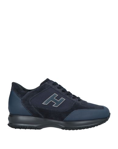 Hogan Man Sneakers Midnight Blue Size 8.5 Soft Leather, Textile Fibers In Blue