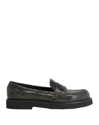 8 By Yoox Python Leather Penny Loafer Woman Loafers Dark Green Size 11 Calfskin