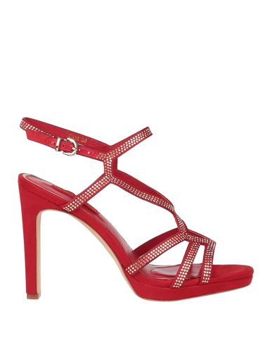 Shop Luciano Barachini Woman Sandals Red Size 8 Textile Fibers