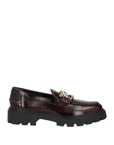 TOD'S TOD'S WOMAN LOAFERS BURGUNDY SIZE 8 SOFT LEATHER 