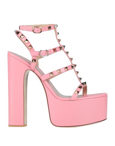 Valentino Garavani Woman Sandals Pink Size 10 Soft Leather In Pink