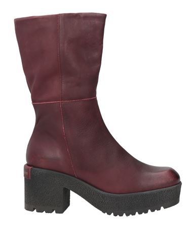 Patrizia Bonfanti Woman Ankle Boots Burgundy Size 10 Soft Leather In Red
