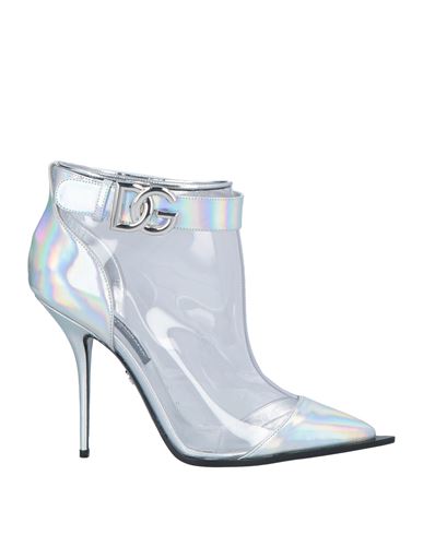 Dolce & Gabbana Woman Ankle Boots Silver Size 7.5 Pvc - Polyvinyl Chloride, Calfskin, Polyurethane,