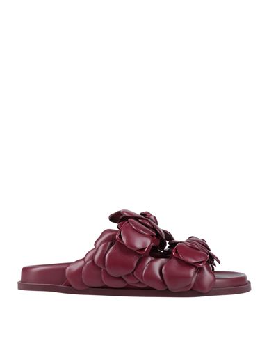 Valentino Garavani Woman Sandals Burgundy Size 8.5 Soft Leather In Red
