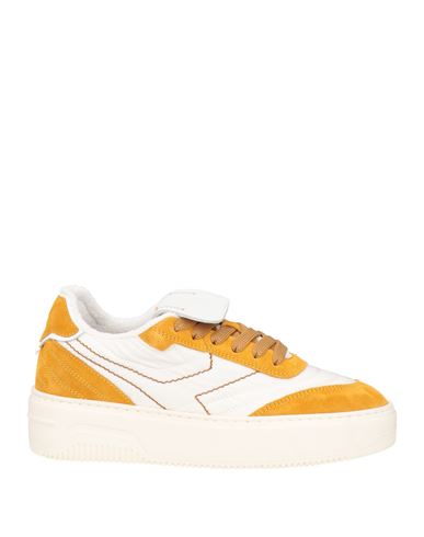 Pantofola D'oro Woman Sneakers Ocher Size 6 Soft Leather, Textile Fibers In Yellow