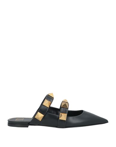 Valentino Roman Stud Leather Point-toe Flats In Black
