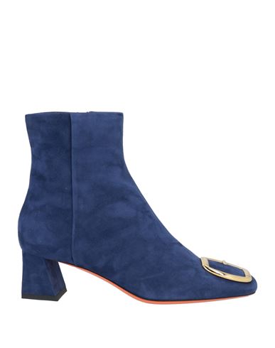 Santoni Woman Ankle Boots Blue Size 8 Leather In Blue