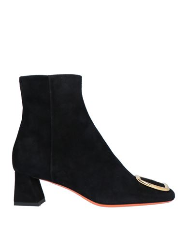 Santoni Suede Mid-heel Boots In Black