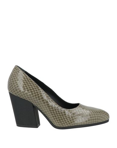 Hogan Woman Pumps Sage Green Size 11 Soft Leather In Gray