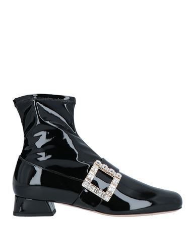 Roger Vivier Woman Ankle Boots Black Size 6.5 Soft Leather, Textile Fibers In Black