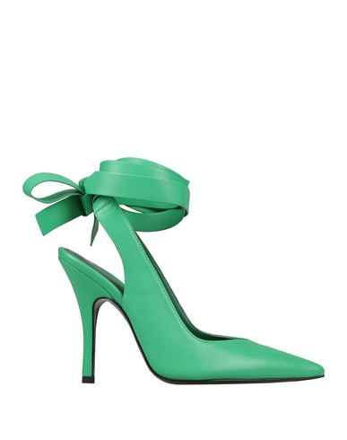 Attico 105mm Venus Ribbon Leather Pumps In Green