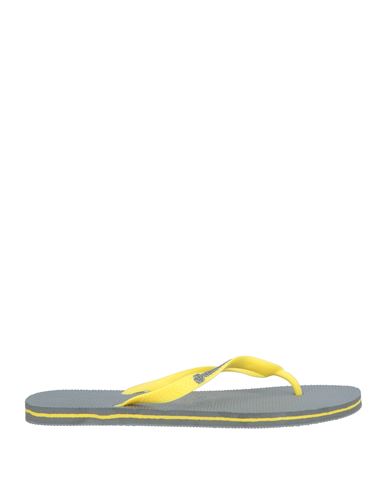 Philipp Plein Man Toe Strap Sandals Yellow Size 11-12 Rubber