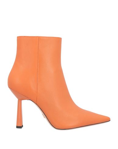 Lola Cruz Woman Ankle Boots Orange Size 8 Soft Leather In Orange