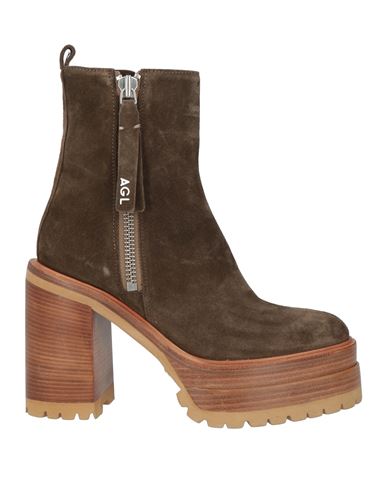 Agl Attilio Giusti Leombruni Agl Woman Ankle Boots Khaki Size 7.5 Soft Leather
