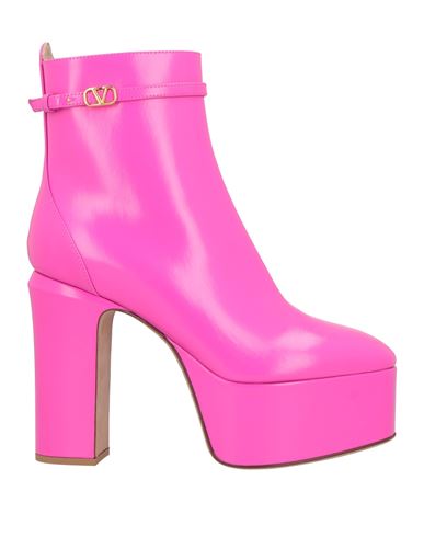 Shop Valentino Garavani Woman Ankle Boots Fuchsia Size 7 Leather In Pink