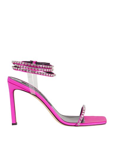 Shop Sergio Rossi Woman Sandals Fuchsia Size 7.5 Textile Fibers In Pink