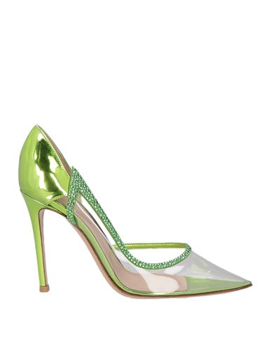 Gianvito Rossi Woman Pumps Acid Green Size 8 Soft Leather, Pvc - Polyvinyl Chloride