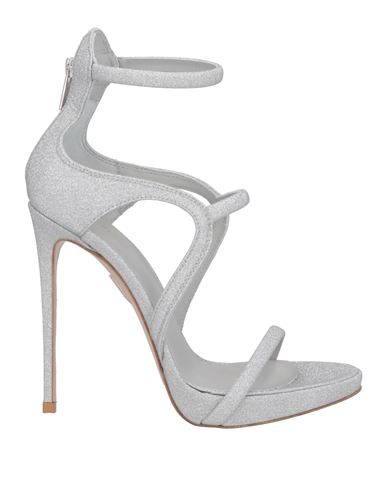 Le Silla Woman Sandals Silver Size 9 Textile Fibers, Soft Leather