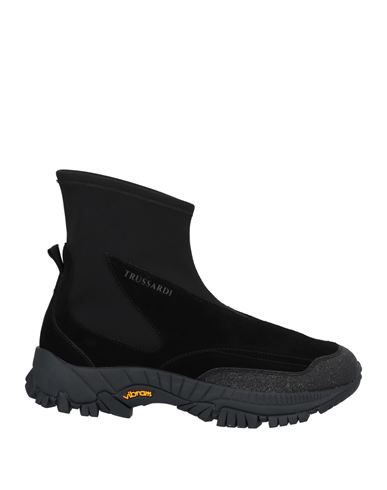 Trussardi Woman Sneakers Black Size 8 Soft Leather, Textile Fibers