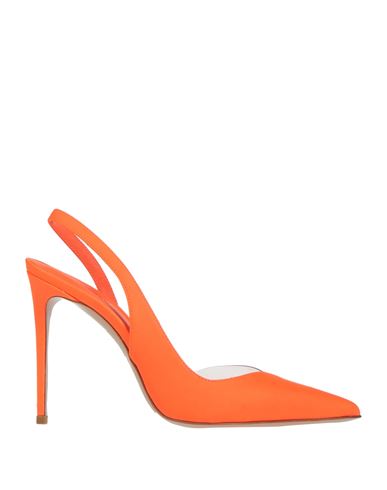 Le Silla Woman Pumps Orange Size 6 Soft Leather, Textile Fibers
